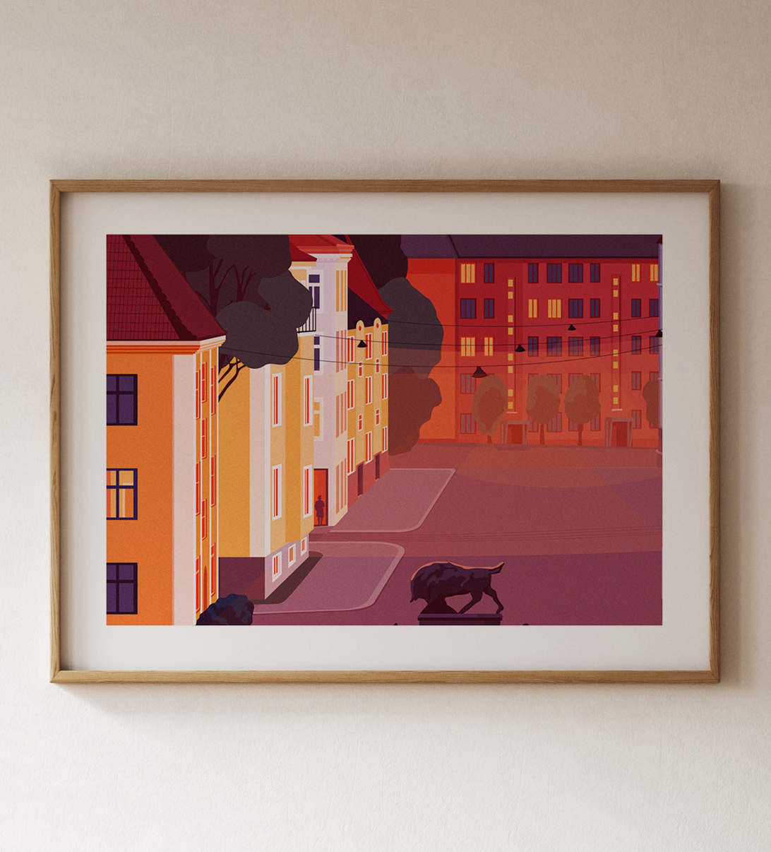 Utsnitt av Oslo - Torshov - Wallstories for J2 Art Print Studio